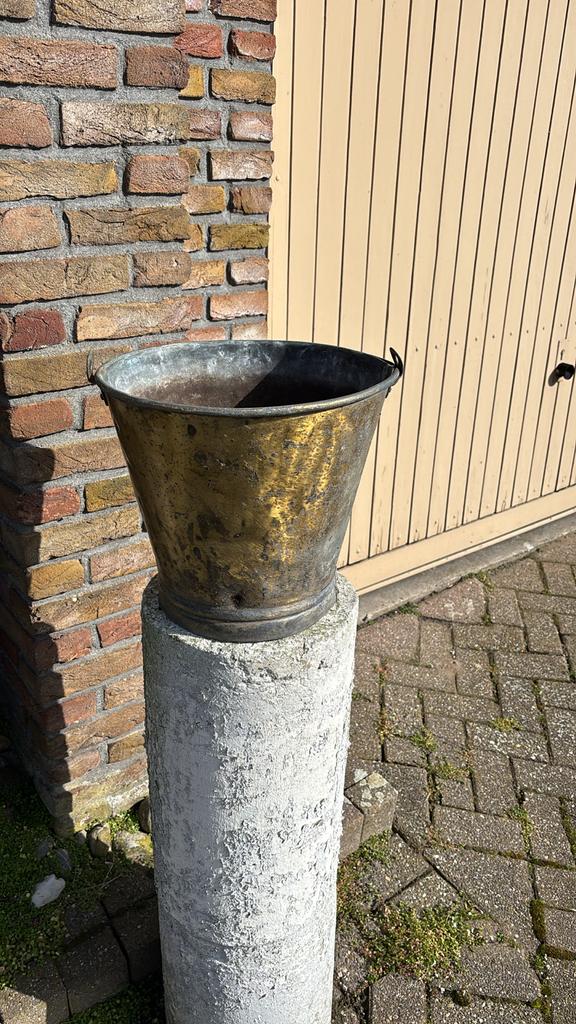 Oude zinken emmer met patina - decoratief of functioneel, Ophalen, Gebruikt, Zink, Met handgreep