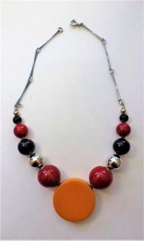 Jakob Bengel. Zeldzame Art Deco ketting – Galaliet & Chroom, Ophalen, Zo goed als nieuw, Overige materialen