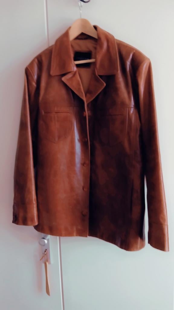American Base New york  lerer jas maat M, Kleding | Heren, Ophalen of Verzenden, Zo goed als nieuw, Maat 52/54 (L), Bruin