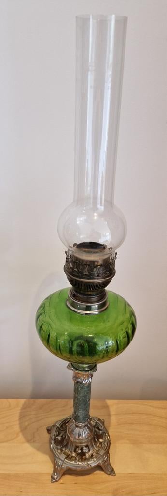 Prachtige Franse olielamp Vintage 19e eeuw antiek, Ophalen of Verzenden, Overige kleuren, Glas, Minder dan 50 cm