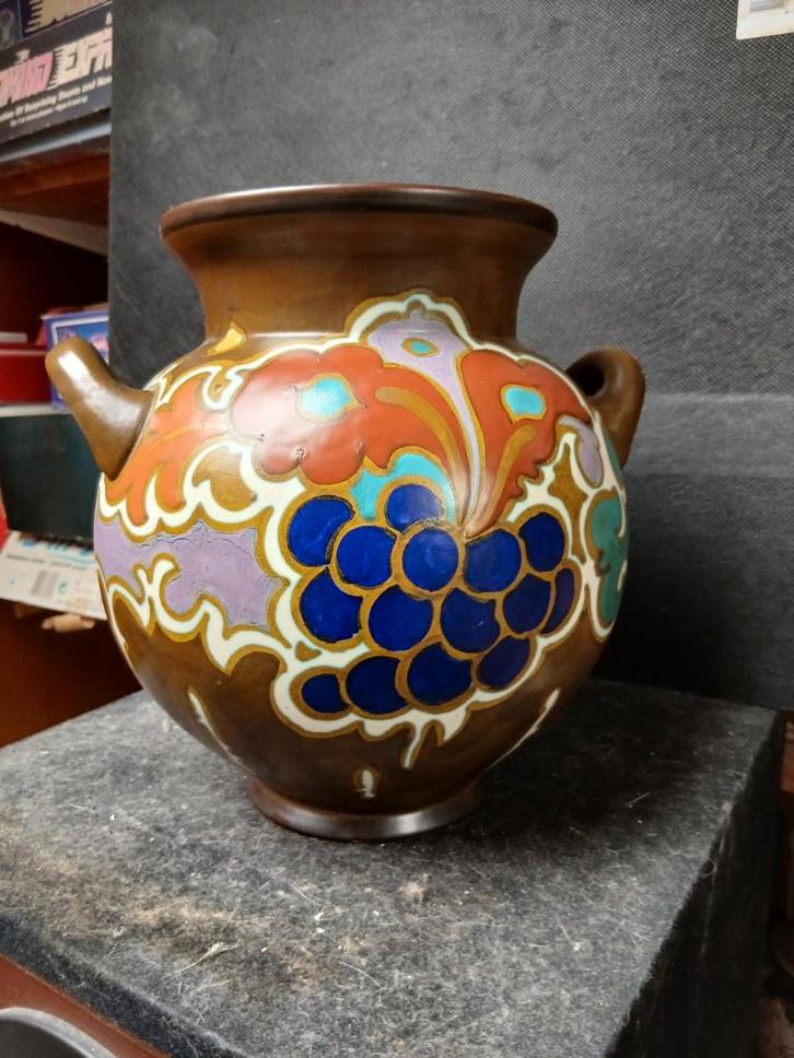Puntgave grote pot gouda plateel, Antiek en Kunst, Antiek | Vazen, Ophalen