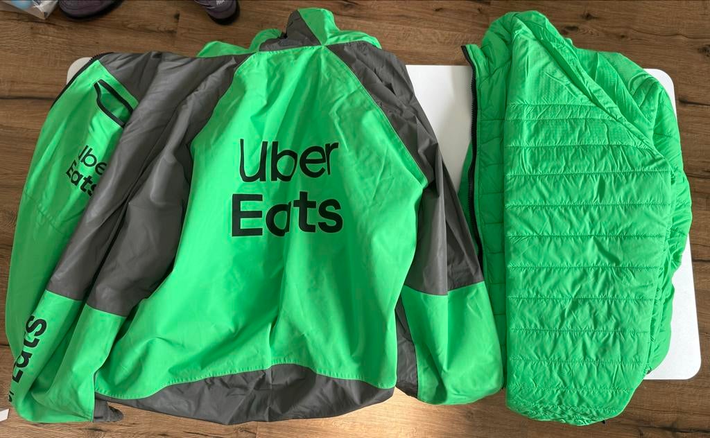 Uber Eats 3-in-1 jas, zo goed als nieuw, maat L, Kleding | Heren, Jassen | Zomer, Zo goed als nieuw, Maat 52/54 (L), Groen, Ophalen of Verzenden