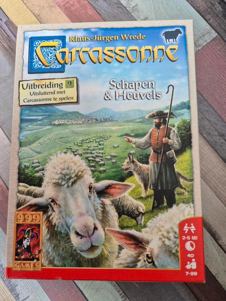 Carcassonne Uitbreiding 9: Schapen & Heuvels, Hobby en Vrije tijd, Gezelschapsspellen | Bordspellen, Zo goed als nieuw, Ophalen of Verzenden