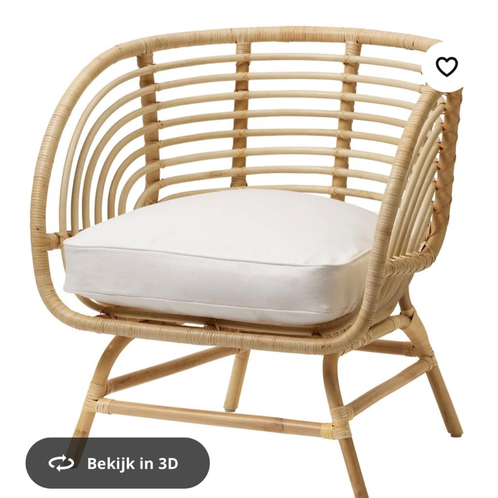 Rieten stoel van ikea, Huis en Inrichting, Stoelen, Ophalen, Zo goed als nieuw, Bruin, Eén