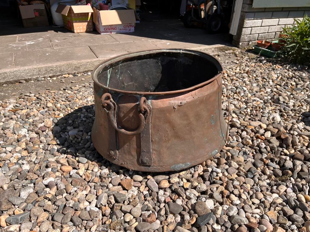 Hele grote koperen ketel, diam. ca. 50 cm, Antiek en Kunst, Ophalen