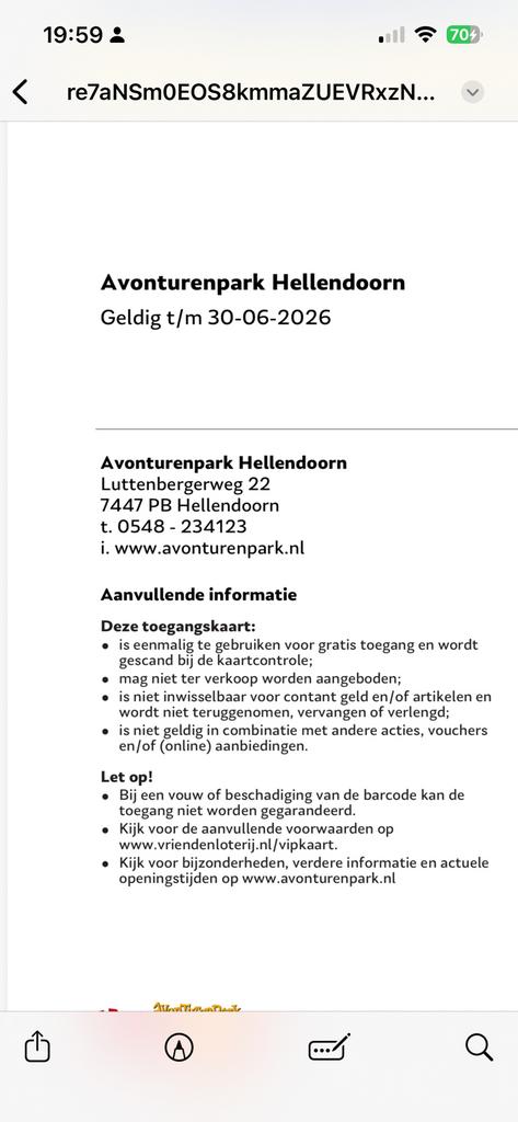2 kaartjes  avonturenpark Hellendoorn, Tickets en Kaartjes, Drie personen of meer, Overige soorten, Pretpark