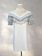 Self Portrait White Lace Ruffle Mini Dress EU 38, Kleding | Dames, Ophalen of Verzenden, Zo goed als nieuw, Wit, Korte mouw