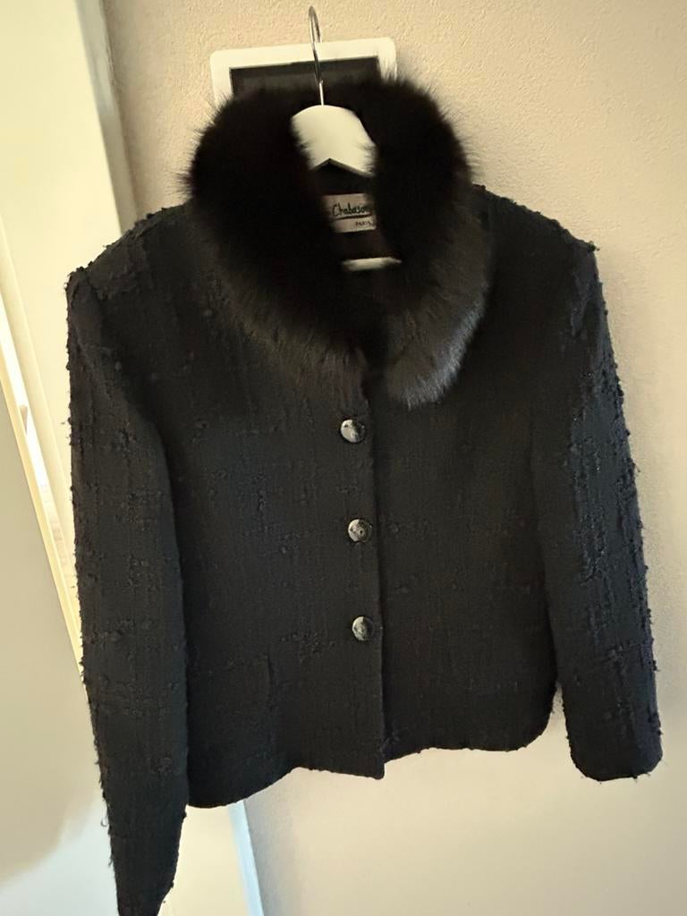 Mooi zwart vintage jasje van Alain Chabason Paris maat 40, Maat 38/40 (M), Zwart, Ophalen of Verzenden, Zo goed als nieuw