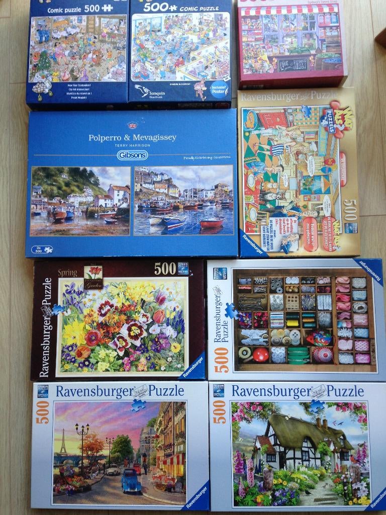 🧩10 Mooie PUZZELS van 500 STUKJES o.a RAVENSBURGER., Hobby en Vrije tijd, Denksport en Puzzels, Zo goed als nieuw, Legpuzzel