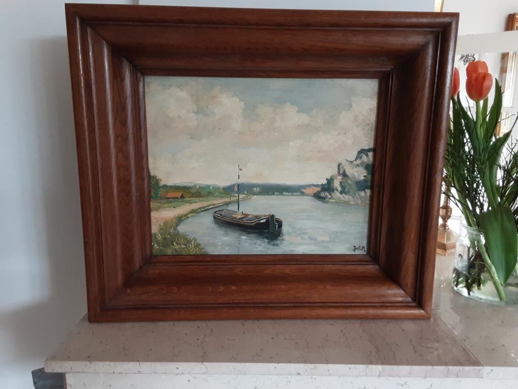 .schilderij met boot, Antiek en Kunst, Kunst | Schilderijen | Klassiek, Ophalen