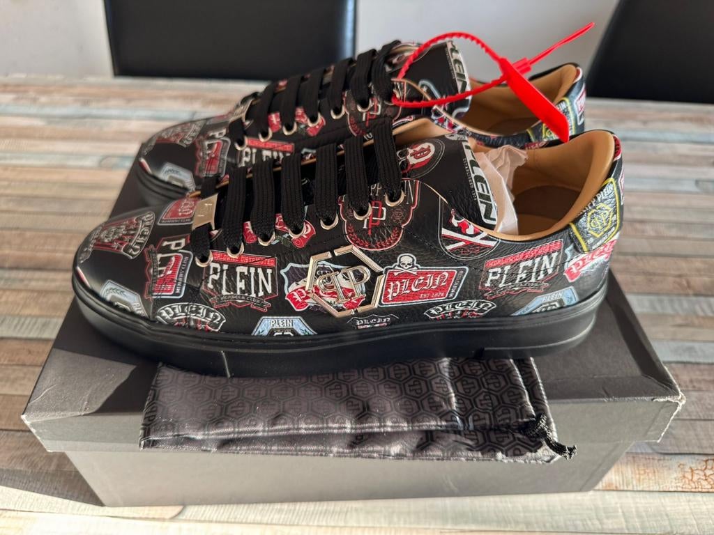 Philipp Plein - Lo-Top Sneakers Allover Print Maat 43 Nieuw, Ophalen of Verzenden, Nieuw, Zwart