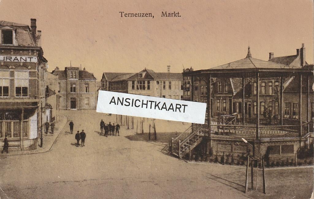 Ansichtkaart Terneuzen - Markt, Verzamelen, Ansichtkaarten | Nederland, Verzenden, Voor 1920, Gelopen, Zeeland