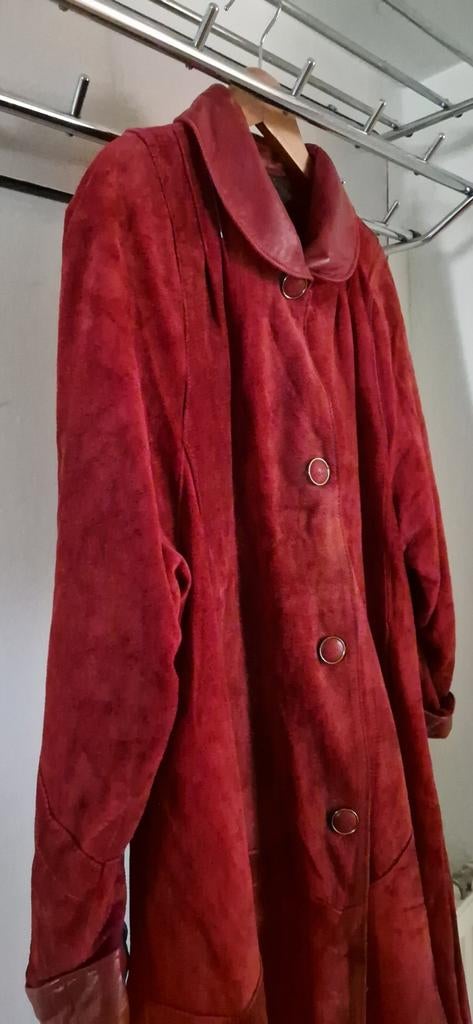 Suede mantal - wijnrood - Vintage, Ophalen of Verzenden, Vintage, Maat 36 (S), Gedragen