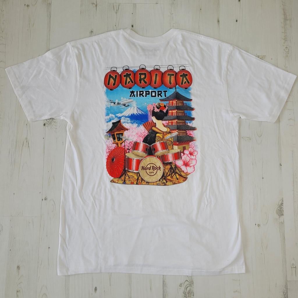 Hard Rock Cafe Tokyo T-shirt XL Narita airport print op wit, Wit, Maat 56/58 (XL), Zo goed als nieuw, Ophalen of Verzenden