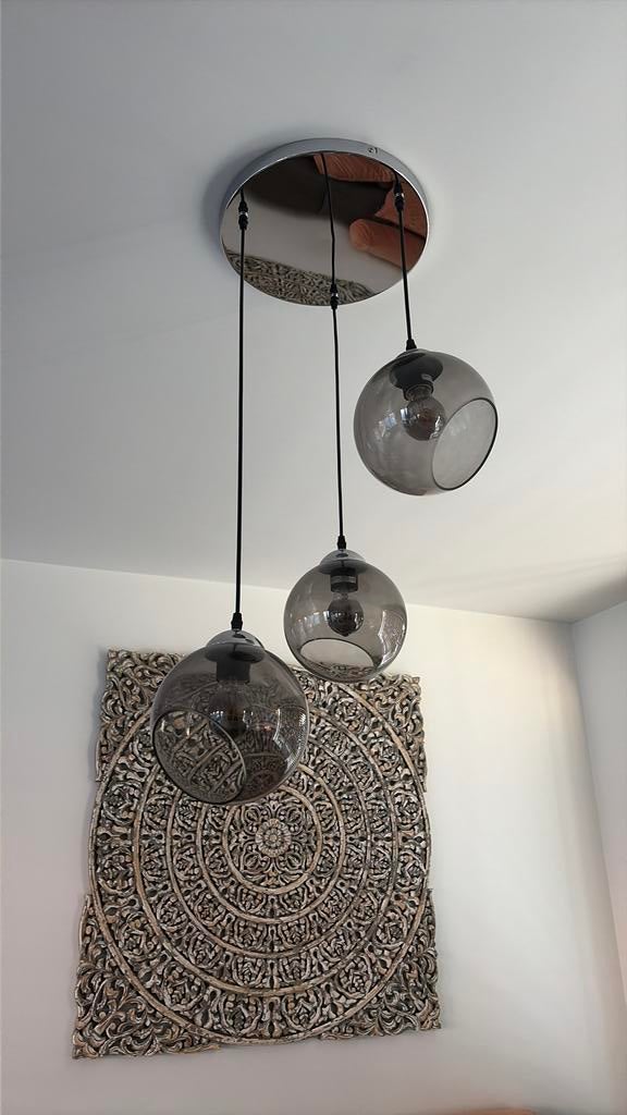 Hanglamp, Huis en Inrichting, Ophalen of Verzenden, Gebruikt, Glas, Minder dan 50 cm