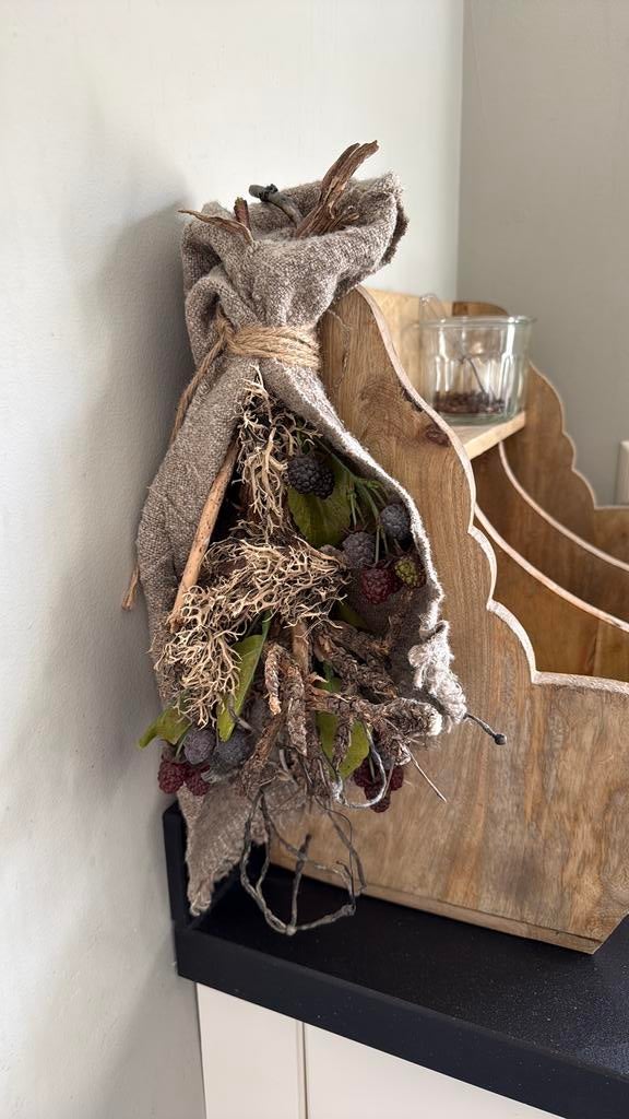 Toef sober wine bramen tak groen linnen doek, Ophalen, Zo goed als nieuw
