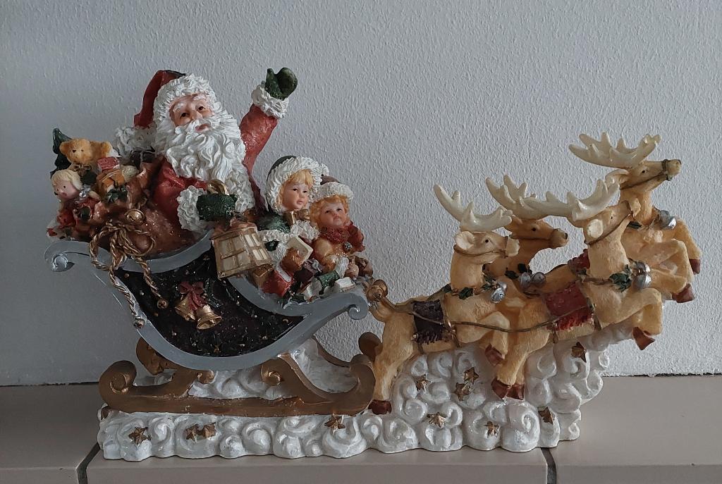 Kerstman met arreslee, Diversen, Kerst, Ophalen of Verzenden, Gebruikt