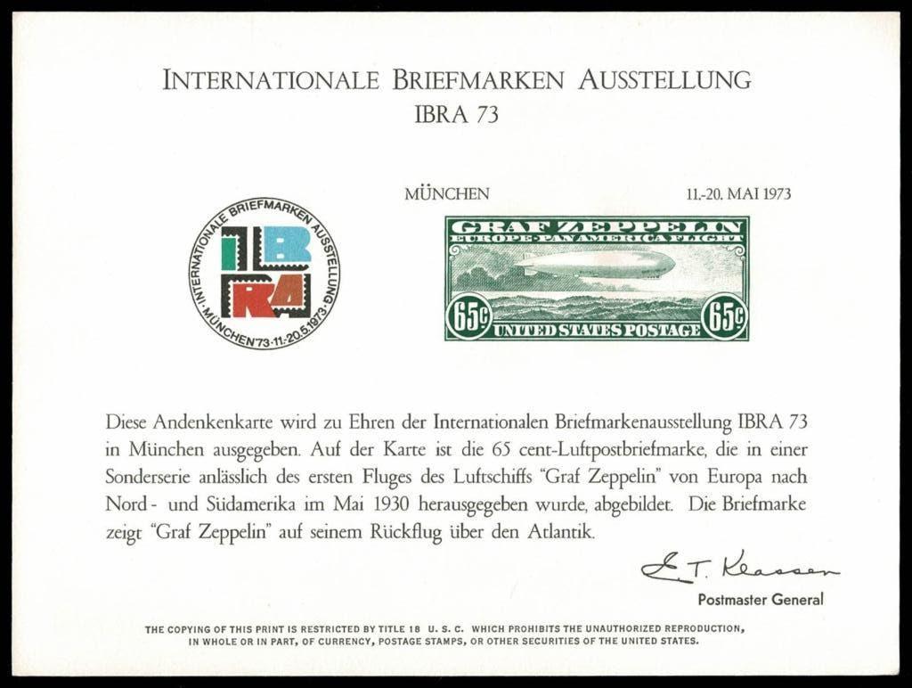 Zeppelin :  Andenkenkarte IBRA 73, Verzenden, Zo goed als nieuw, Kaart, Foto of Prent