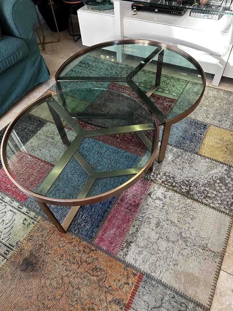 Salon Tafel, 50 tot 100 cm, Rond, Zo goed als nieuw, Glas