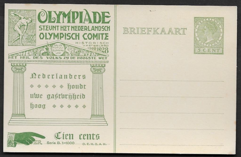 Briefkaart Olympische Spelen 1928. OL 18., Postzegels en Munten, Ophalen of Verzenden, Briefkaart