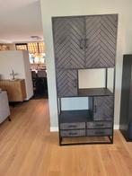 Visgraat kast, zwart, vakkenkast, mangohout, industrieel, Ophalen, Zo goed als nieuw