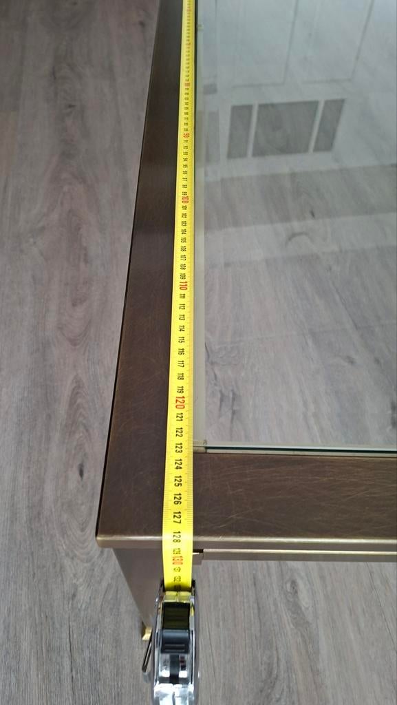 Salontafel glas/messing, Huis en Inrichting, Tafels | Salontafels, Ophalen, 100 tot 150 cm, 50 tot 100 cm, Glas