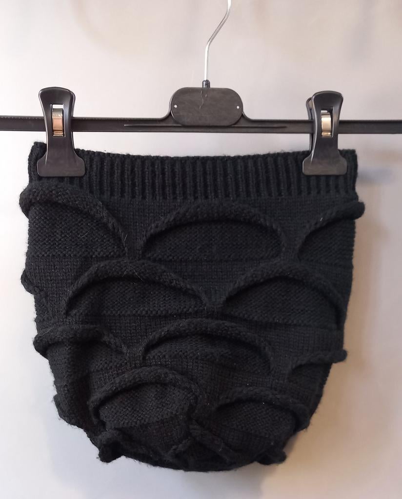 Zwart gebreide dubbele muts, Ophalen of Verzenden, Gedragen, Muts