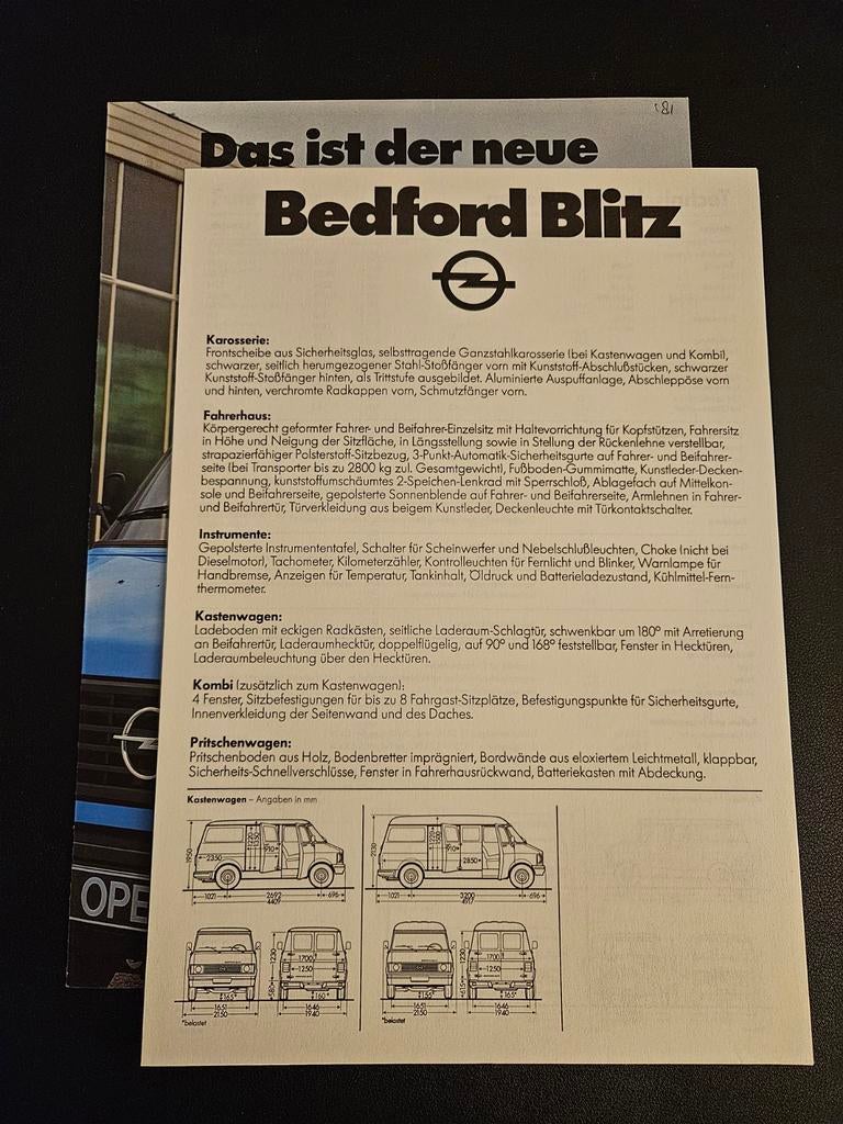 Brochure Opel Bedford Blitz 1981, Boeken, Ophalen of Verzenden, Zo goed als nieuw, Opel