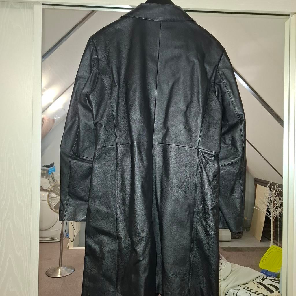 Dames Leren jas/lange  van Mariona Gina, maat 42, Kleding | Dames, Jassen | Zomer, Ophalen, Mariona Gina, Zwart, Maat 42/44 (L)