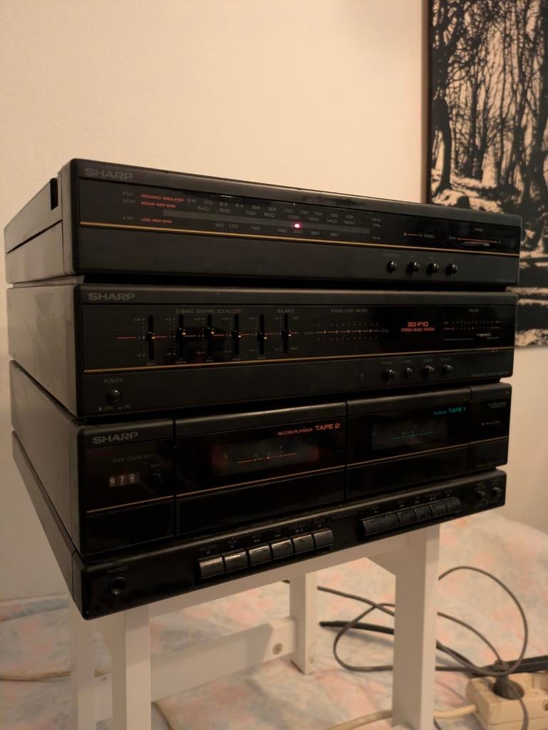 SHARP SG-F10H Stereo Platenspeler en Dubbel Cassette, Audio, Tv en Foto, Stereo-sets, Tuner of Radio, Gebruikt, Sharp, Losse componenten