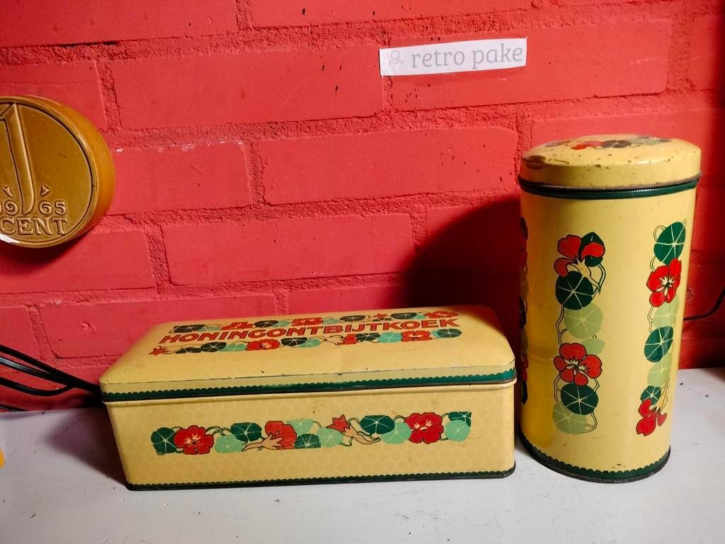 Vintage Verkade beschuitbus en ontbijtkoek blik., Ophalen of Verzenden