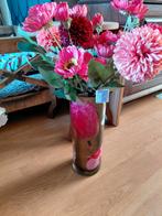 Hoge roze gouden decoupage vaas 40 cm hoog, Ophalen, Overige kleuren, Minder dan 50 cm