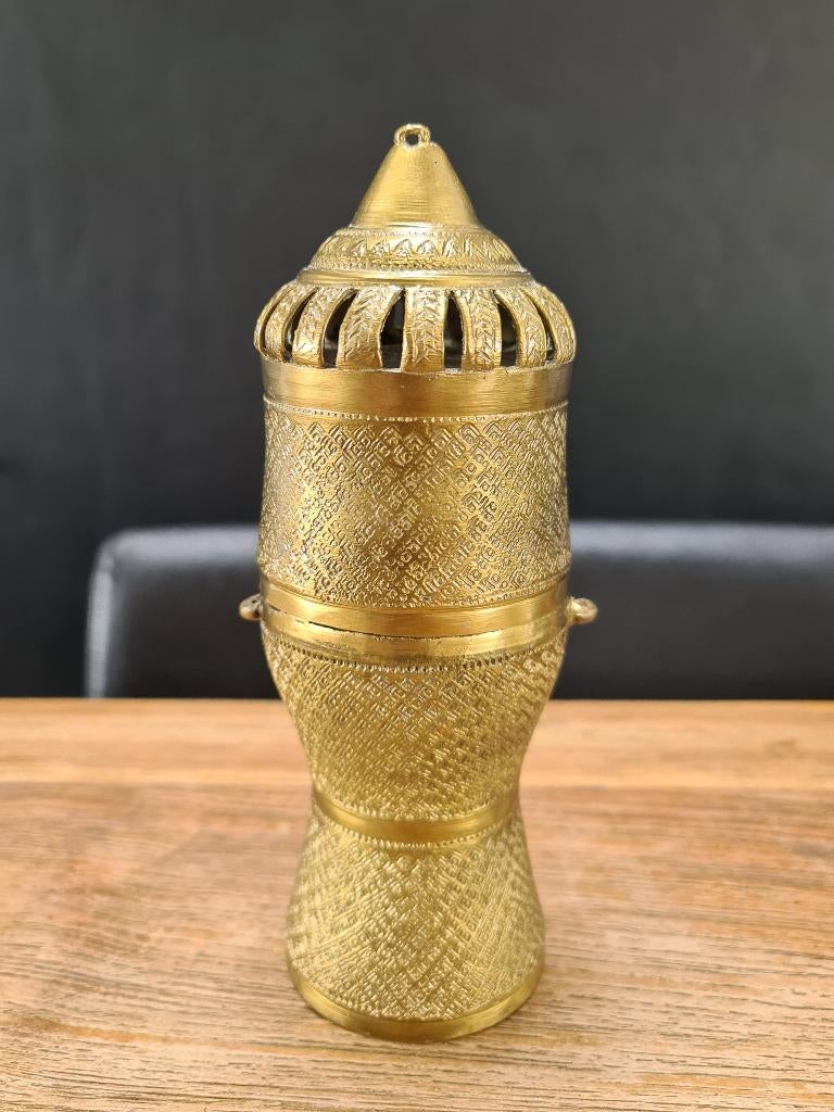 vintage Thaise messing betelnoot betel-blad lime container, Antiek en Kunst, Antiek | Koper en Brons, Ophalen of Verzenden