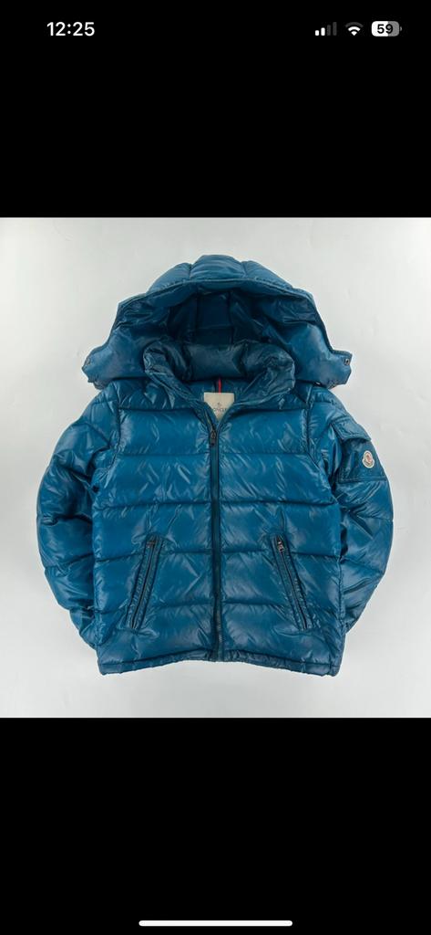 Moncler jas in blauw, maat 14Y valt als heren S, Ophalen, Gedragen, Maat 46 (S) of kleiner, Blauw