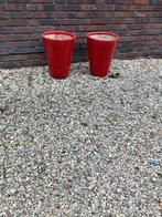 Grote rode bloempotten (set van 2), Tuin en Terras, Gebruikt, Balkon, Rond, Aardewerk