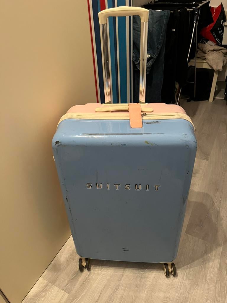 Suitsuit koffer inclusief handbagage koffer, Wieltjes, Gebruikt, Hard kunststof, Ophalen of Verzenden