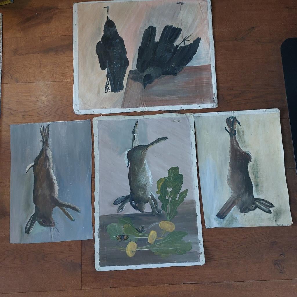 Oude doeken jacht Stilleven, Ophalen