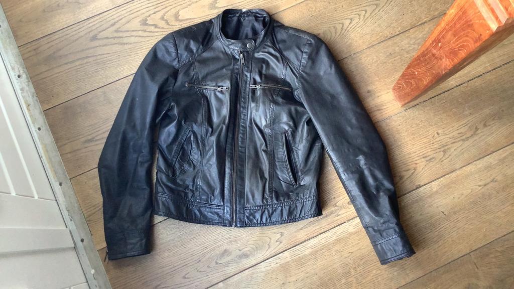 Zwart leren jasje, maat M Hema, Ophalen of Verzenden, Gedragen, Maat 38/40 (M), Zwart