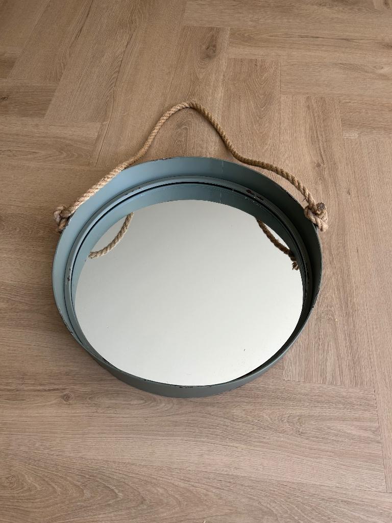 Industriële / vintage spiegel, Huis en Inrichting, Ophalen, Minder dan 50 cm, Rond, Zo goed als nieuw