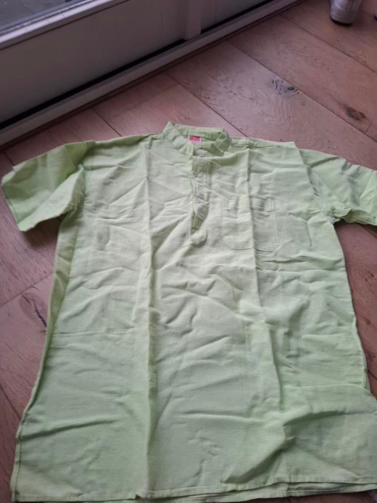 Lichtgroen Nutan Khadi overhemd maat 44 linnen, Overige maten, Ophalen of Verzenden, Nutan Khadi, Gedragen