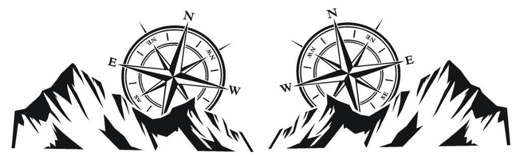 camper caravan bus sticker set bergen met kompas