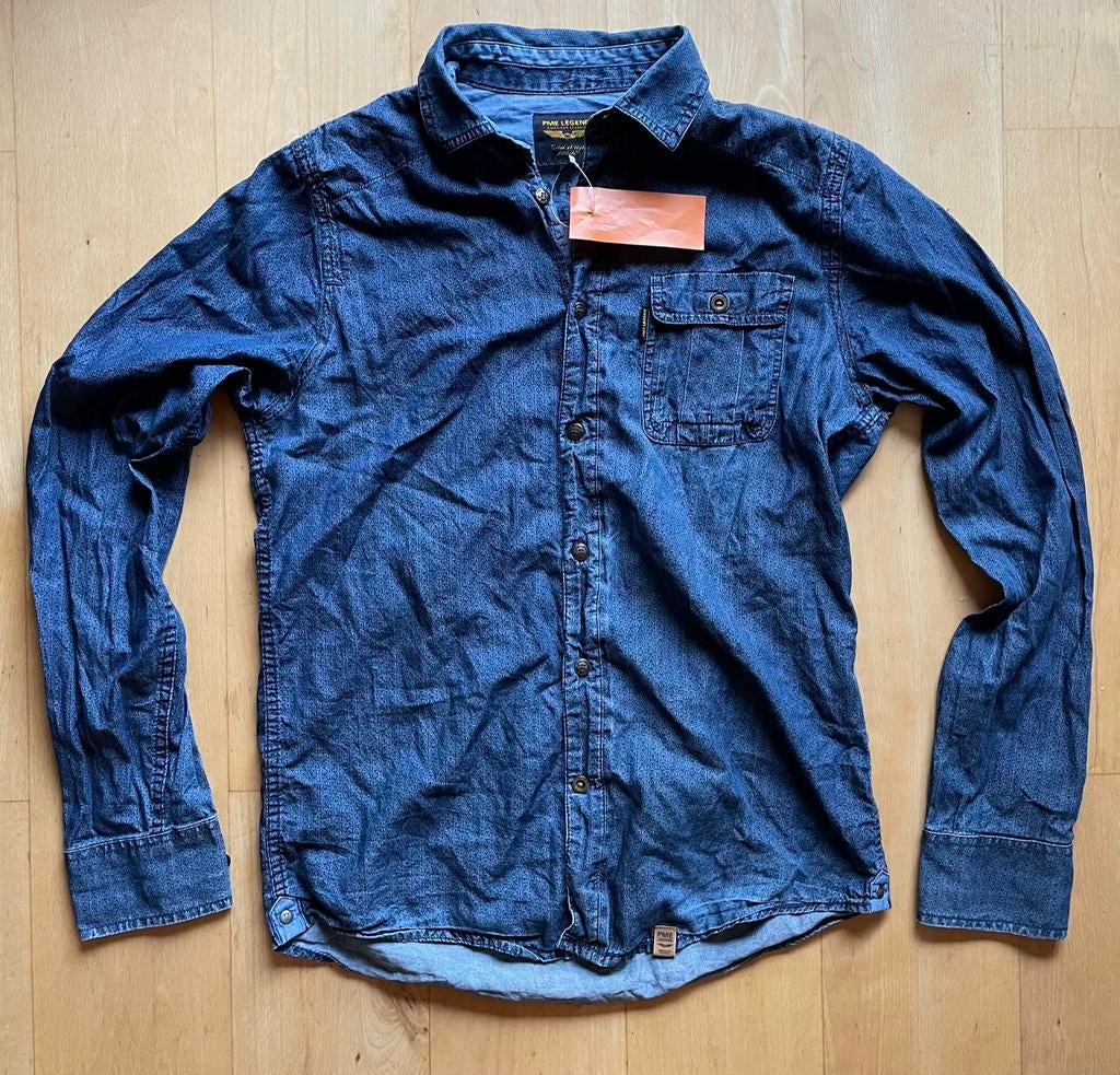 PME Legend denim spijkerstof overhemd geometrisch design S, Kleding | Heren, Overhemden, Ophalen of Verzenden, Zo goed als nieuw
