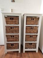 2 leuke kastjes met rieten mandjes, Huis en Inrichting, Kasten | Ladekasten, Ophalen, Minder dan 50 cm, Gebruikt, Overige materialen