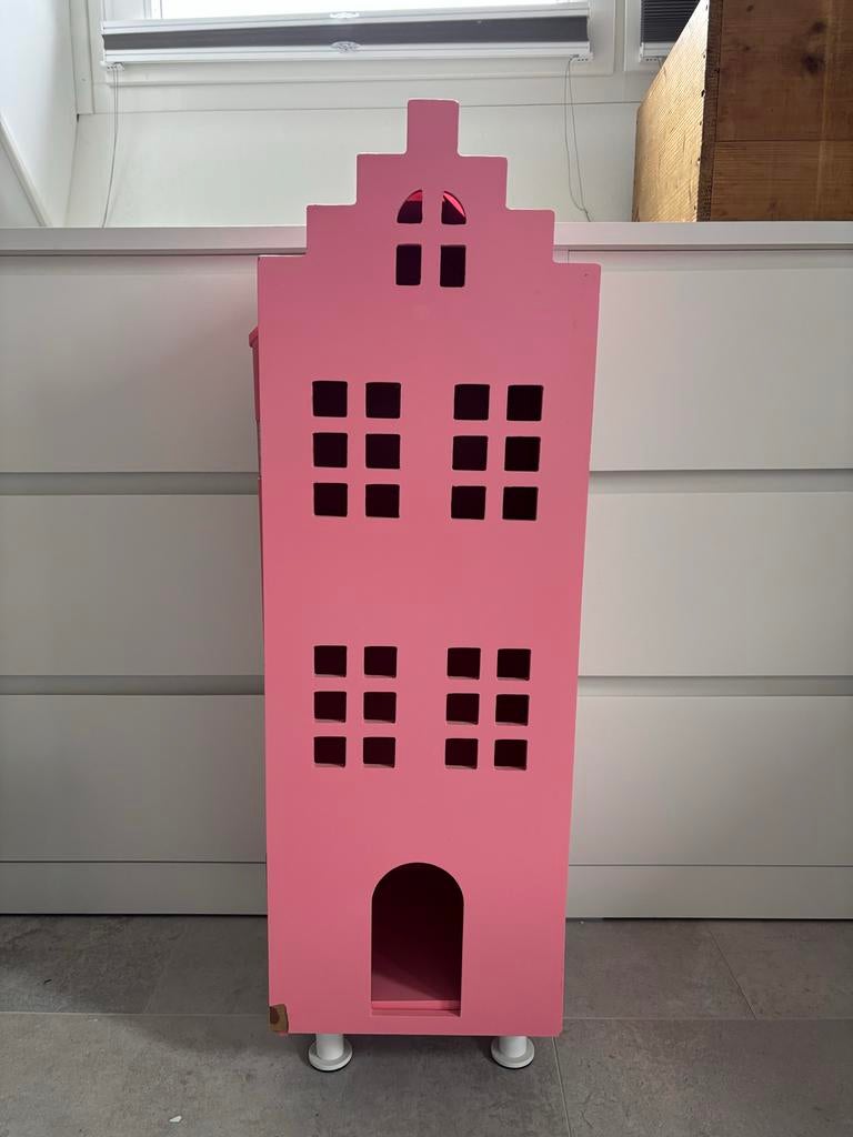 Roze Hema grachtenpand kastje, Ophalen, Gebruikt, Kast