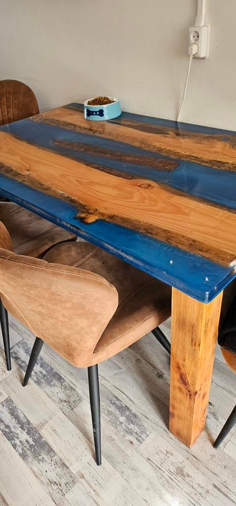 Eettafel epoxy, Ophalen of Verzenden, Rechthoekig, 200 cm of meer, 50 tot 100 cm