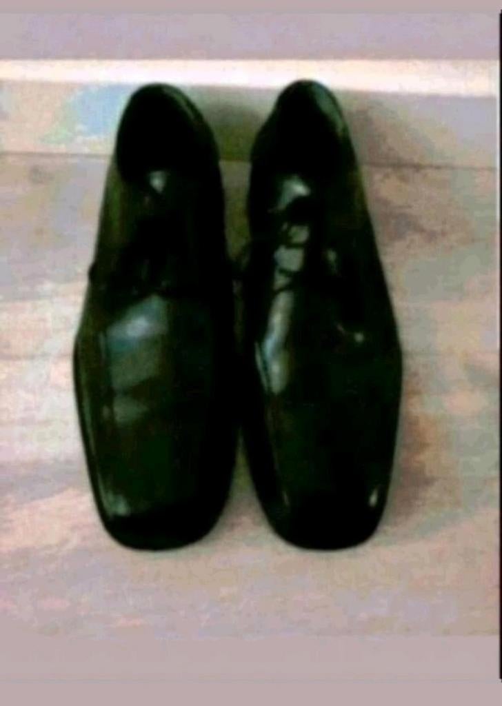 Zwarte leren schoenen, Kleding | Heren, Schoenen, Zwart, Ophalen of Verzenden, Zo goed als nieuw, Veterschoenen