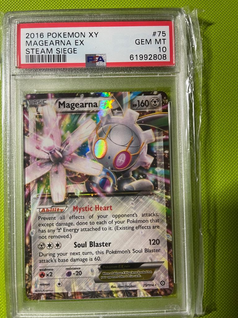2016 pokemon xy #75 mageaena ex steam siege psa 10, Ophalen of Verzenden, Zo goed als nieuw