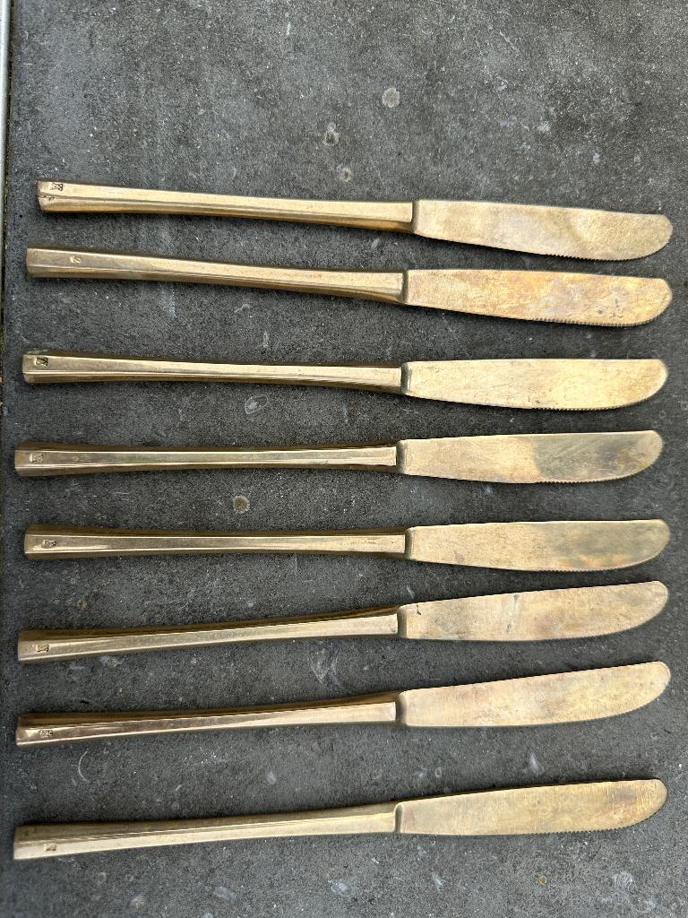 Messing/koperen bestek set, Overige materialen, Gebruikt, Ophalen of Verzenden, Vaatwasserbestendig