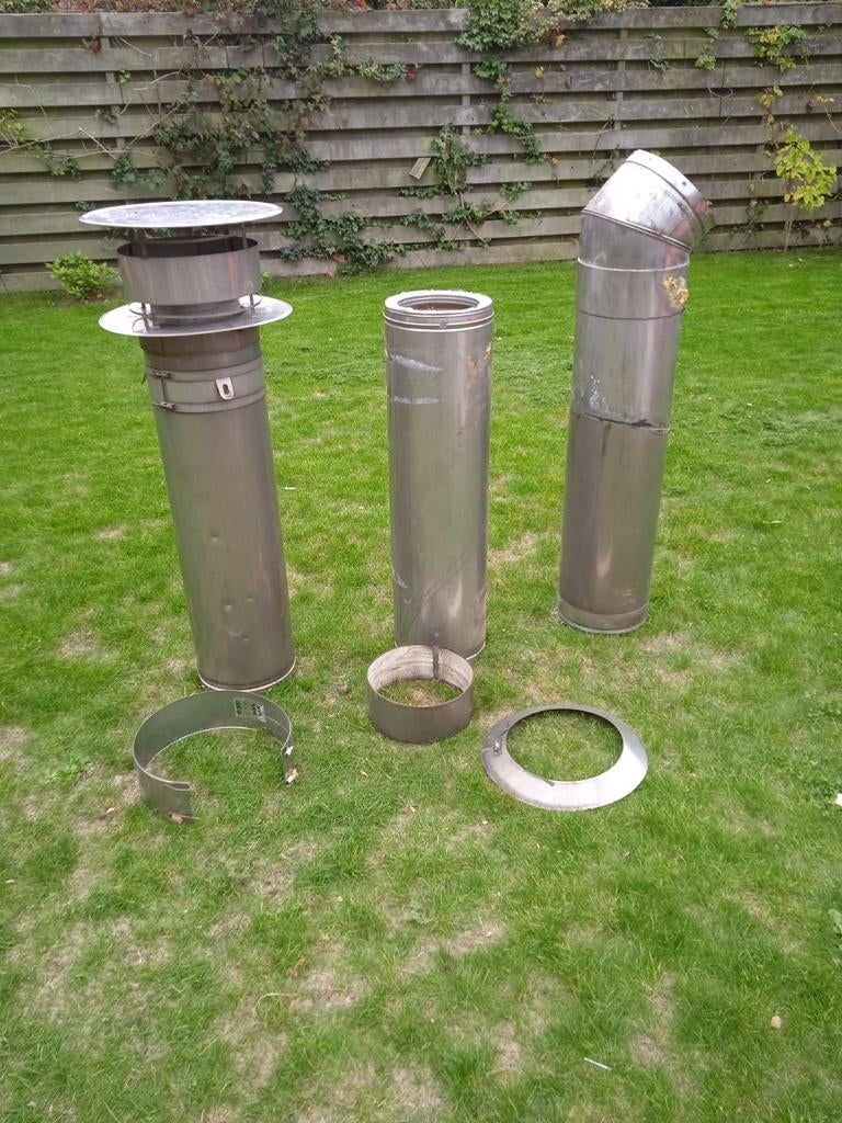 Rvs kachel buis, Doe-het-zelf en Verbouw, Buizen en Afvoer, Ophalen of Verzenden, Rvs, Minder dan 2 meter, 80 mm of meer