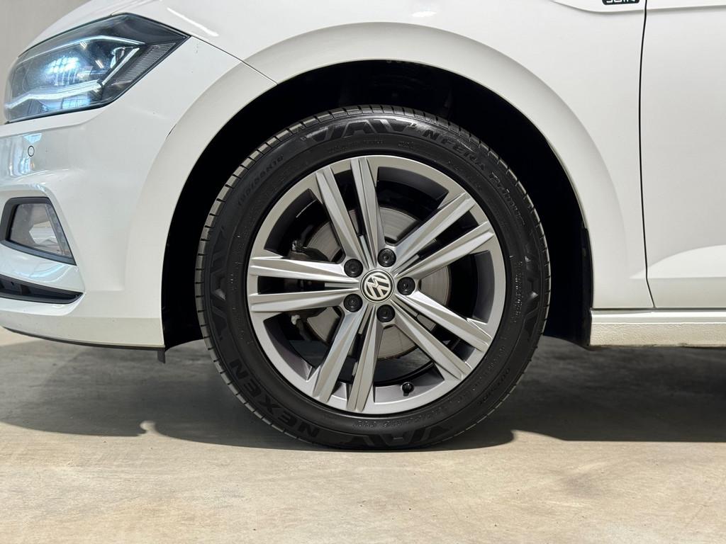 Volkswagen Polo 1.0 TSI R-Line 2019 DSG LED NAVI CRUISE CLIM, Stof, Gebruikt, 116 pk, Wit